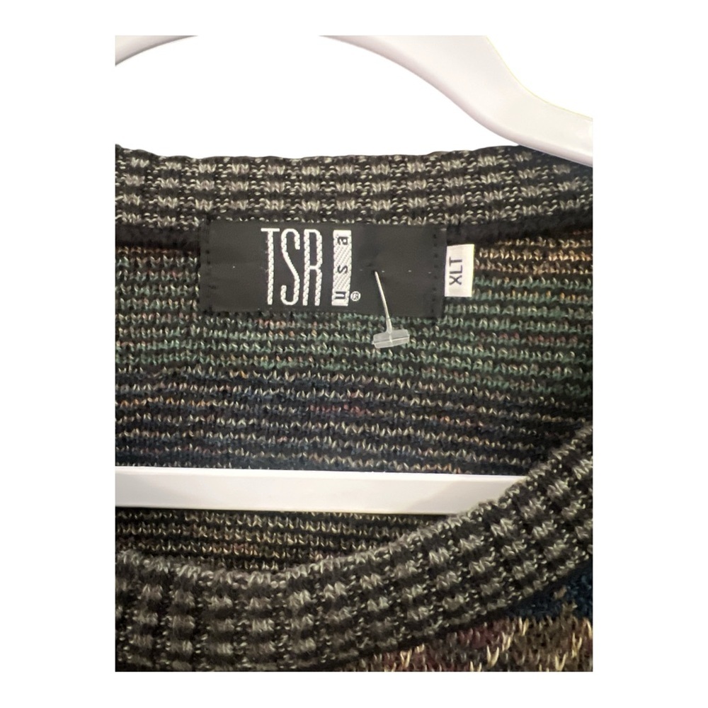 Vintage TSR USA Knit Sweater XLT USA 90s Abstract Earth Grandpa Retro Streetwear - Picture 2 of 6